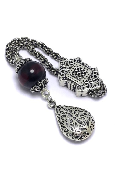 Kehribar Taşlı Özel Tasarım 925 Ayar Gümüş Anahtarlık